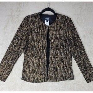 Xscape Petite Joanna Chen Women's Gold Shimmer Jacket Open Front Clasp Top Sz L